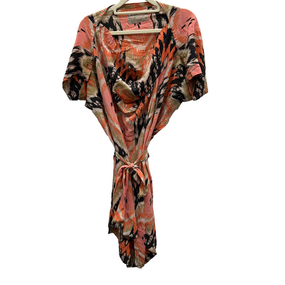 AllSaints Spitalfields Asymmetrical Dress Printed Silk Cowl Neck Multicolor Sz 6 - Picture 1 of 10